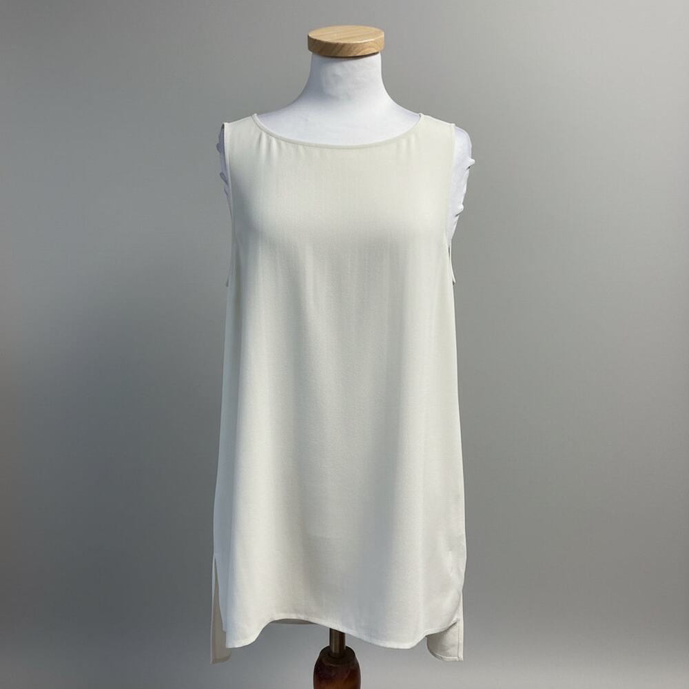 Eileen Fisher ivory silk hi-lo hem tank, size M